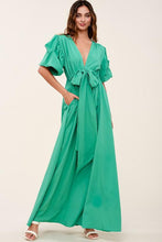 Load image into Gallery viewer, V NECK TIE UP MAXI DRESS