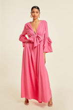 Load image into Gallery viewer, V NECK TIE UP MAXI DRESS