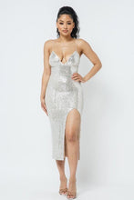 Load image into Gallery viewer, Chel&#39;s Sequin Slit Dress
