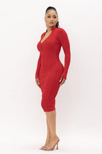 Load image into Gallery viewer, Rhinestone Zip Up Midi Dress
