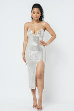 Load image into Gallery viewer, Chel&#39;s Sequin Slit Dress
